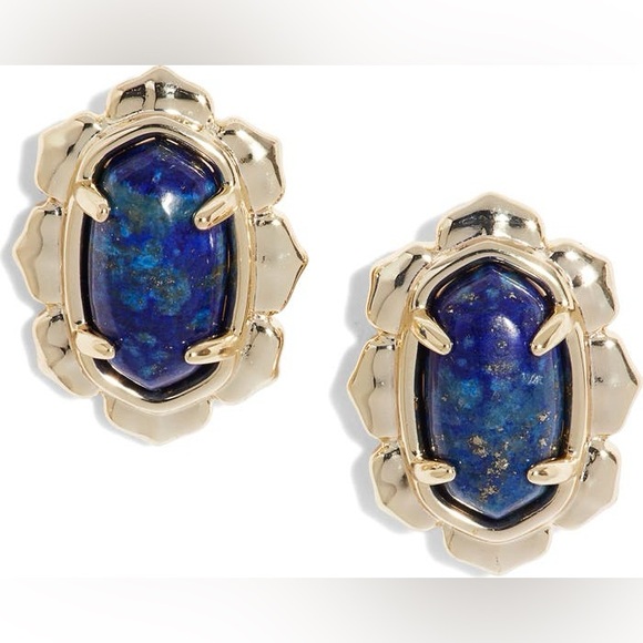 Kendra Scott Gold and Blue Earrings - Picture 2 of 4